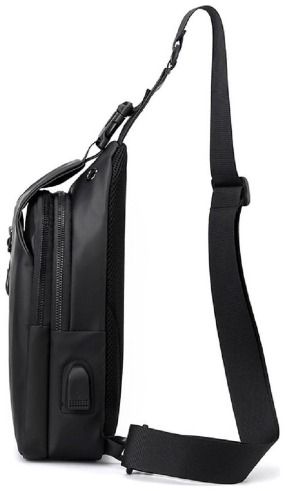 Стильна текстильна чоловіча сумка через плече Confident 90739 Чорна modnotak фото №9