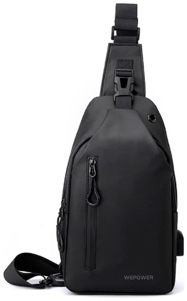 Стильна текстильна чоловіча сумка через плече Confident 90739 Чорна modnotak фото №12