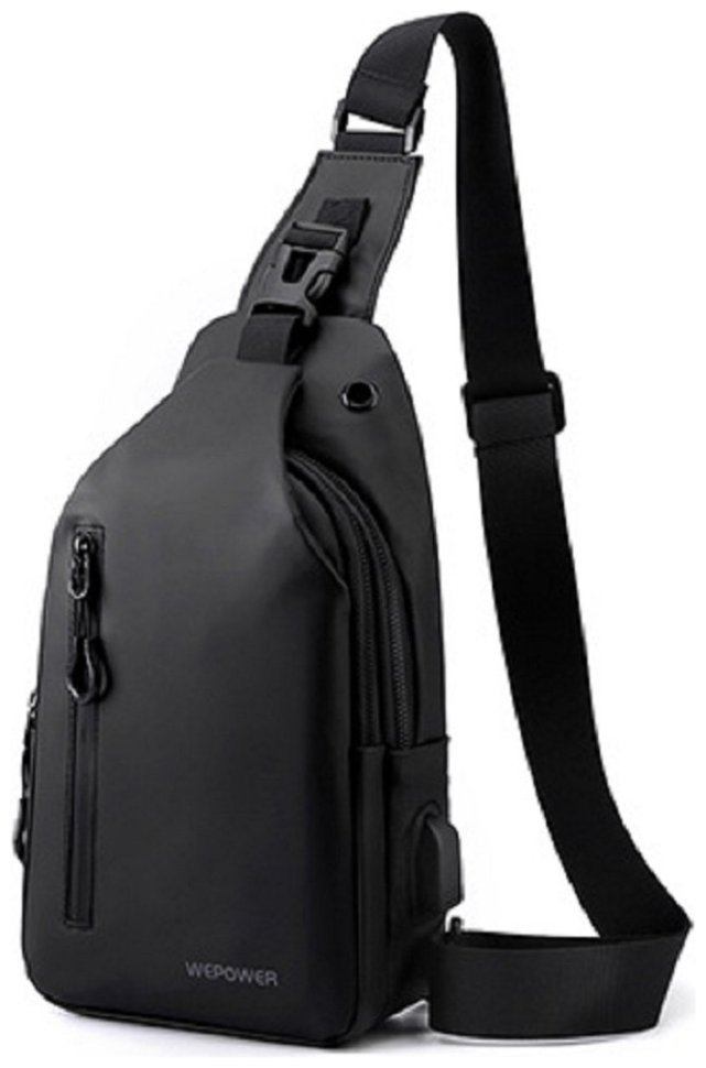 Стильна текстильна чоловіча сумка через плече Confident 90739 Чорна modnotak фото №16