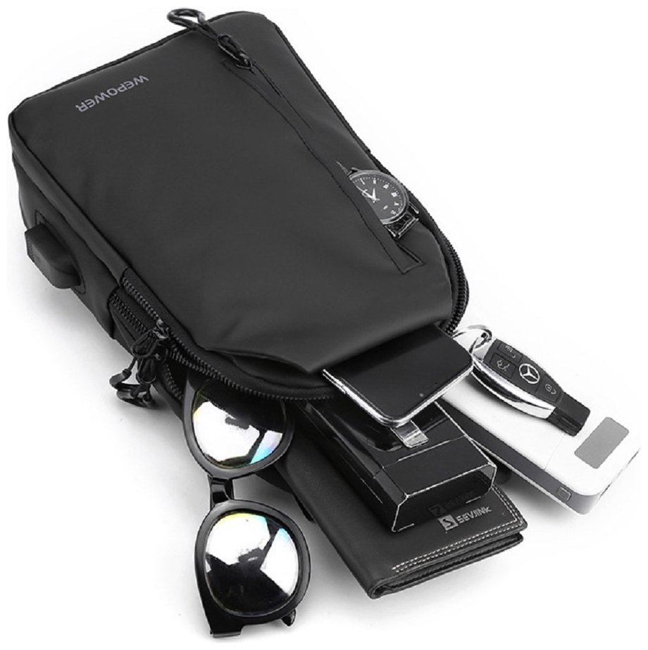 Стильна текстильна чоловіча сумка через плече Confident 90739 Чорна modnotak фото №19