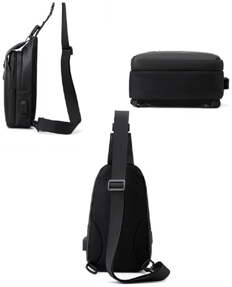 Стильна текстильна чоловіча сумка через плече Confident 90739 Чорна modnotak фото №22