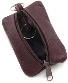 Марсаловая женская ключница компактного размера из фактурной кожи ST Leather 70839