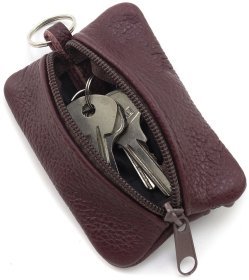 Марсаловая женская ключница компактного размера из фактурной кожи ST Leather 70839