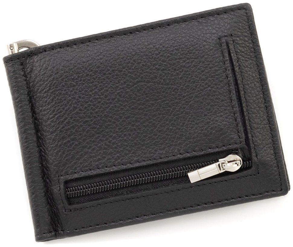 Кожаный зажим для денег и карточек и монет ST Leather 90839 черного цвета фото №3 Кожаный зажим для денег и карточек и монет ST Leather 90839 черного цвета modnotak фото №3
