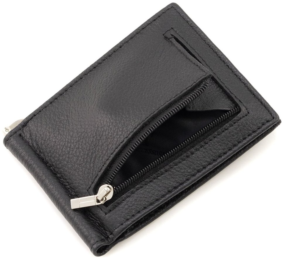 Кожаный зажим для денег и карточек и монет ST Leather 90839 черного цвета фото №4 Кожаный зажим для денег и карточек и монет ST Leather 90839 черного цвета modnotak фото №4