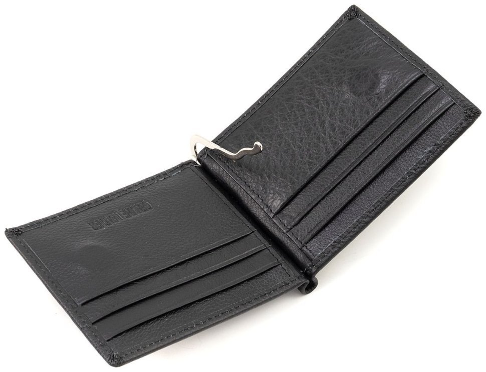 Кожаный зажим для денег и карточек и монет ST Leather 90839 черного цвета фото №2 Кожаный зажим для денег и карточек и монет ST Leather 90839 черного цвета modnotak фото №2