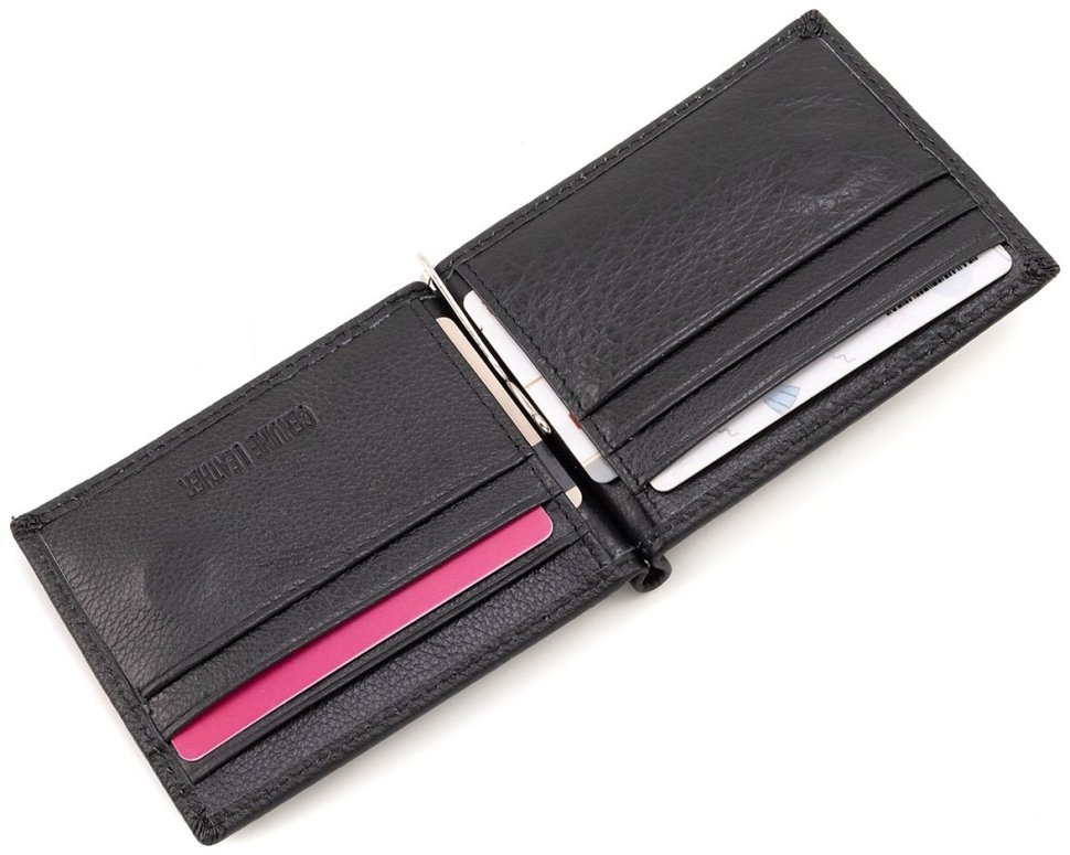 Кожаный зажим для денег и карточек и монет ST Leather 90839 черного цвета фото №5 Кожаный зажим для денег и карточек и монет ST Leather 90839 черного цвета modnotak фото №5