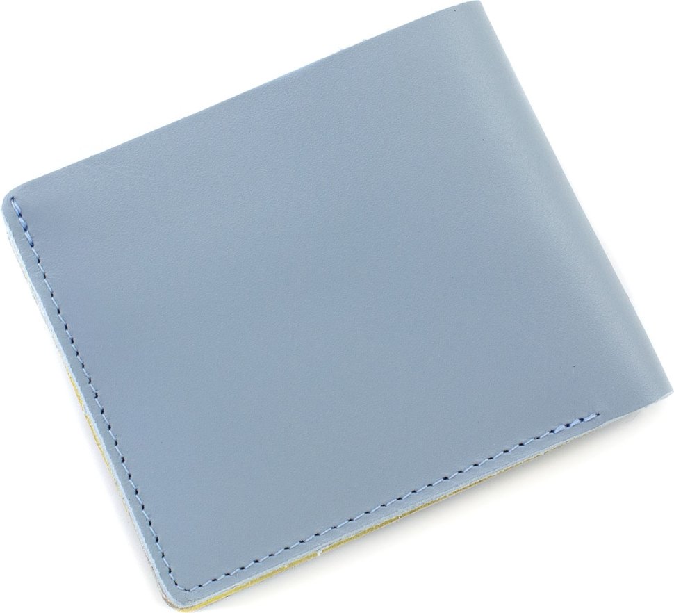 Жовто-блакитне портмоне з натуральної шкіри на магнітах Grande Pelle (13124)