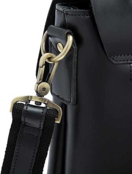 Солідний чоловічий портфель з натуральної шкіри чорного кольору VINTAGE STYLE (14646)