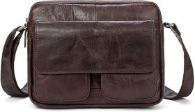 Чоловіча сумка на плече з натуральної коричневої шкіри VINTAGE STYLE (14767)