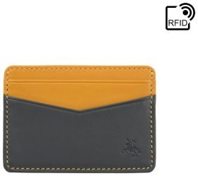Серо-горчичный женский картхолдер из натуральной кожи высокого качества Visconti 81939