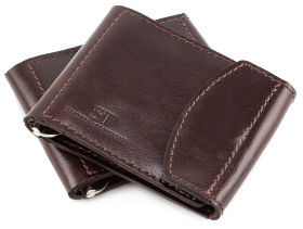 Темно-коричневый недорогой зажим для денег ST Leather (16846)