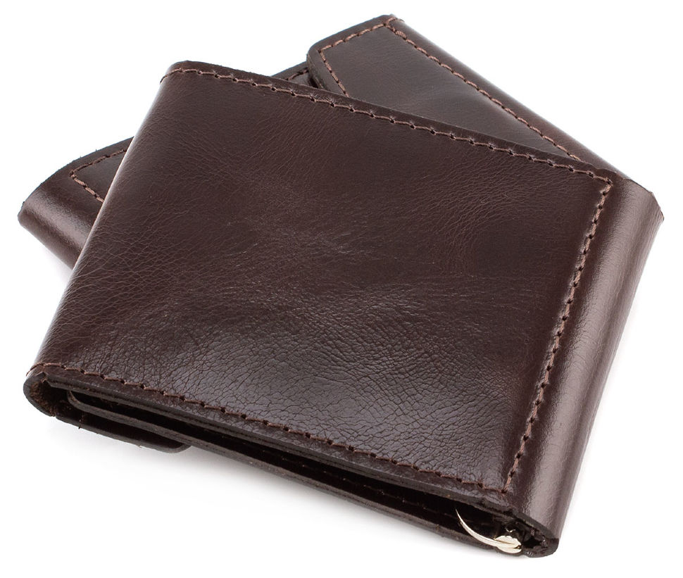 Темно-коричневий недорогий затиск для грошей ST Leather (16846)