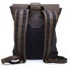 Черный городской рюкзак для ноутбука из текстиля с кожаным клапаном TARWA (19925) - 2