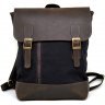 Черный городской рюкзак для ноутбука из текстиля с кожаным клапаном TARWA (19925) - 3