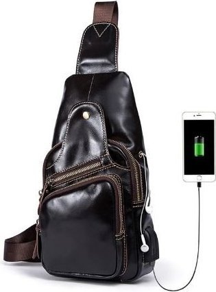 Сучасна чоловіча сумка - рюкзак з USB-виходом VINTAGE STYLE (14838)