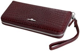 Коричневый клатч под рептилию на молнии Vip Collection 102639