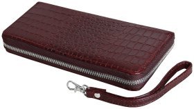 Коричневый клатч под рептилию на молнии Vip Collection 102639