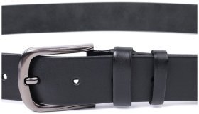 Мужской кожаный ремень с темной пряжкой Vintage 20804 Черный