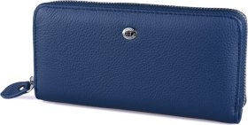 Жіночий місткий темно-синій гаманець із натуральної шкіри на блискавці ST Leather (21538)