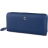 Жіночий місткий темно-синій гаманець із натуральної шкіри на блискавці ST Leather (21538) - 1