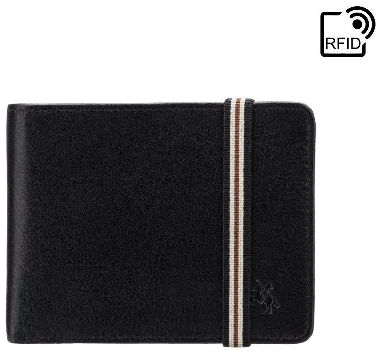 Портмоне мужское кожаное с застежкой резинка Visconti BN3 Segesta Black 113239 черное