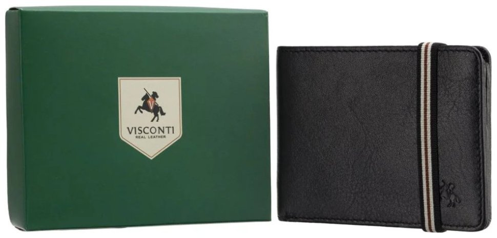 Портмоне мужское кожаное с застежкой резинка Visconti BN3 Segesta Black 113239 черное фото №7 Портмоне мужское кожаное с застежкой резинка Visconti BN3 Segesta Black 113239 черное modnotak фото №7