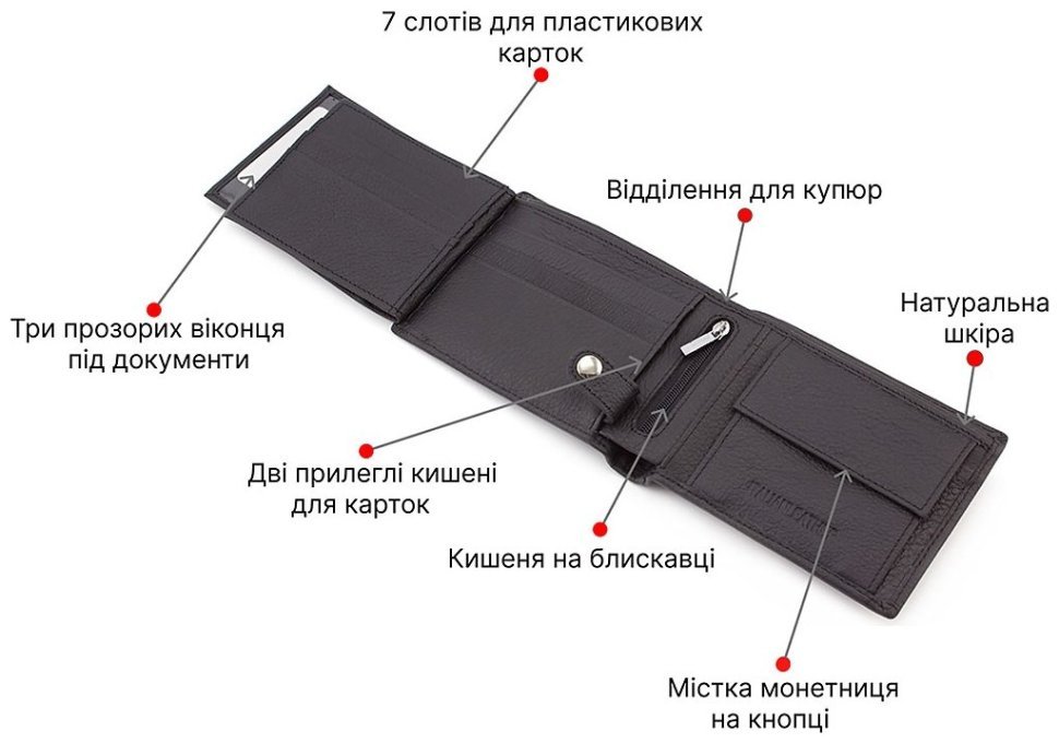 Мужское кожаное портмоне среднего размера ST Leather (18155) modnotak фото №4