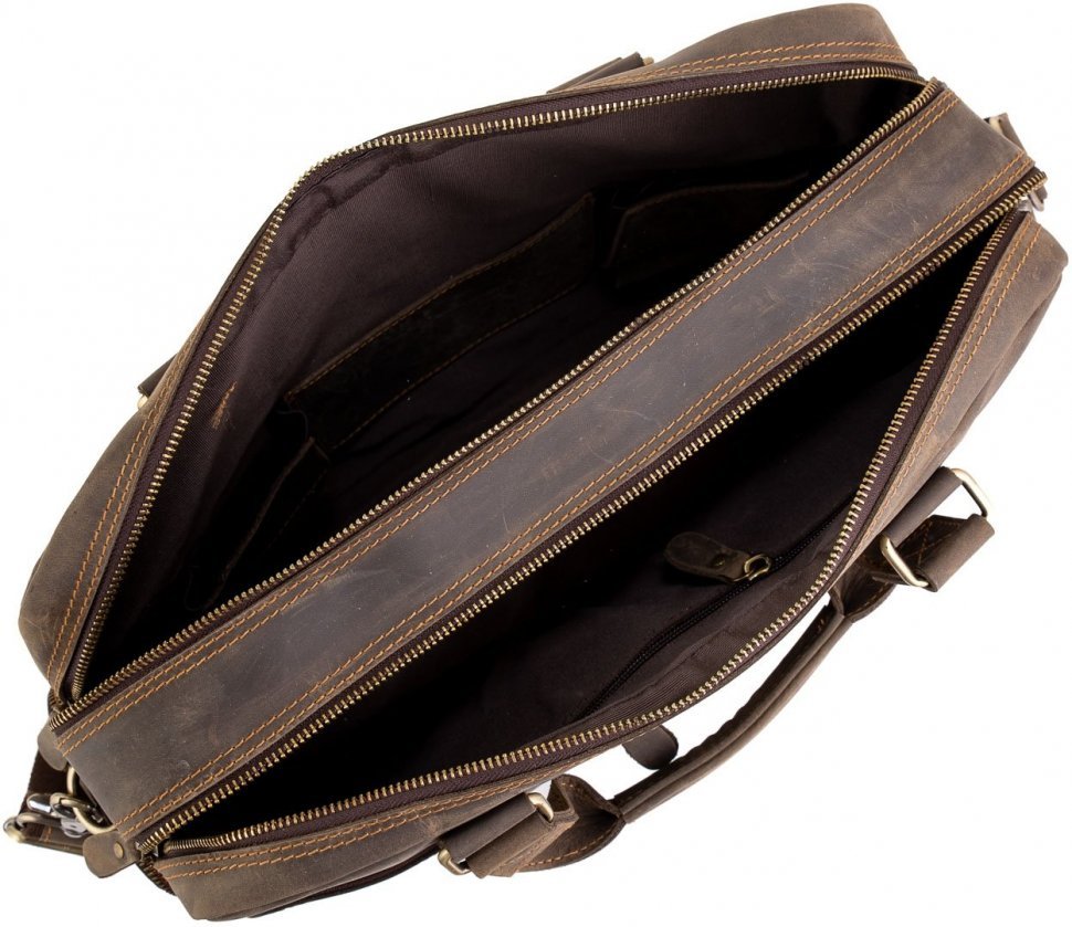 Ділова чоловіча сумка для ноутбука з натуральної шкіри в стилі вінтаж Tiding Bag (15740)