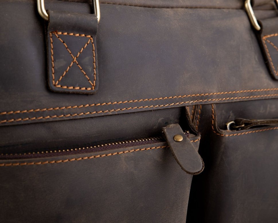 Ділова чоловіча сумка для ноутбука з натуральної шкіри в стилі вінтаж Tiding Bag (15740)