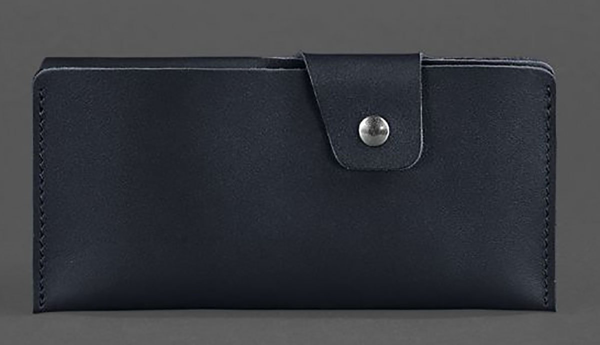Универсальный кошелек черного цвета из натуральной кожи украинского производства BlankNote (12553)