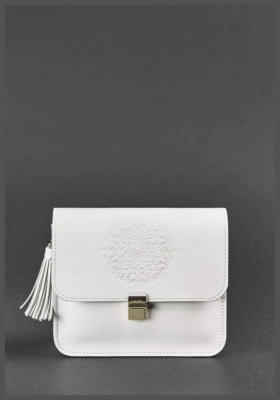 Белая женская бохо-сумка из качественной кожи BlankNote Лилу (12693)