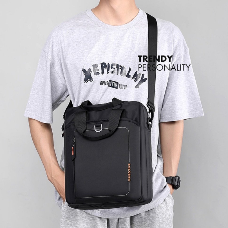 Вместительная мужская текстильная сумка формата А4 Confident 93739 Черного цвета modnotak фото №2