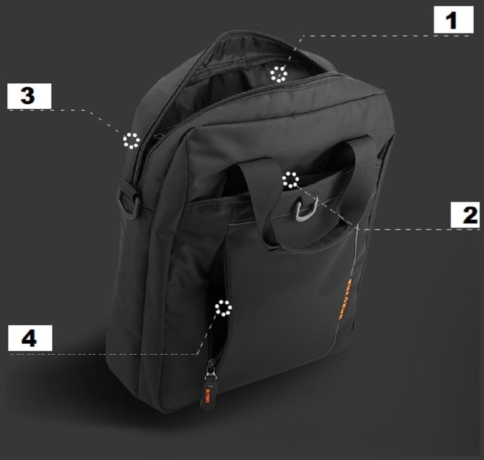 Вместительная мужская текстильная сумка формата А4 Confident 93739 Черного цвета modnotak фото №4