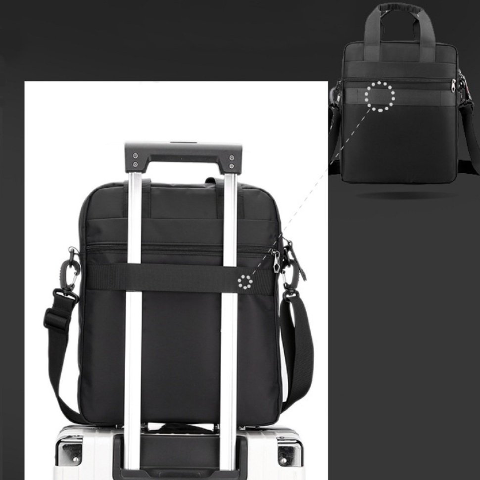 Вместительная мужская текстильная сумка формата А4 Confident 93739 Черного цвета modnotak фото №5