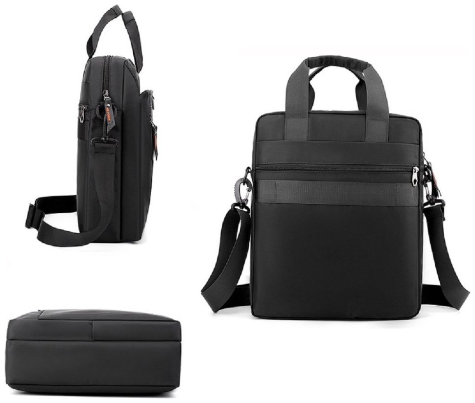 Вместительная мужская текстильная сумка формата А4 Confident 93739 Черного цвета modnotak фото №7