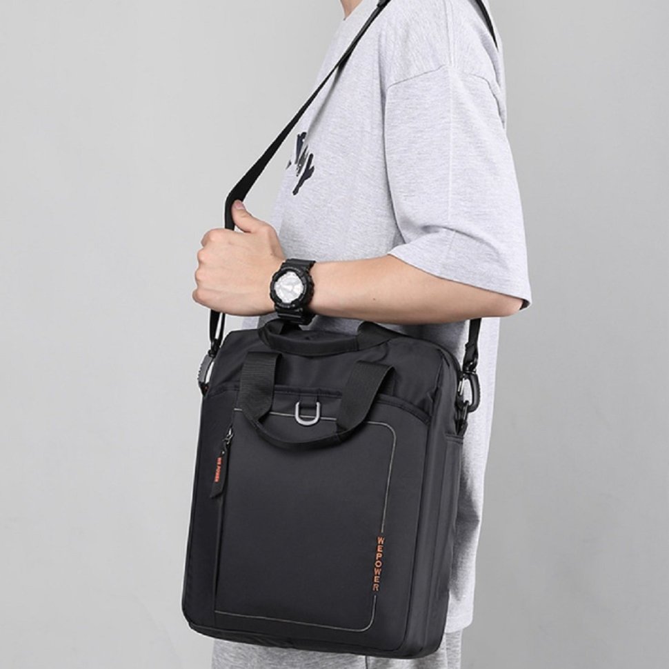 Вместительная мужская текстильная сумка формата А4 Confident 93739 Черного цвета modnotak фото №8