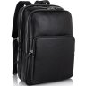 Чоловічий шкіряний чорний рюкзак для ноутбука на два відділи Tiding Bag (21568) - 1