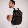 Чоловічий шкіряний чорний рюкзак для ноутбука на два відділи Tiding Bag (21568) - 5