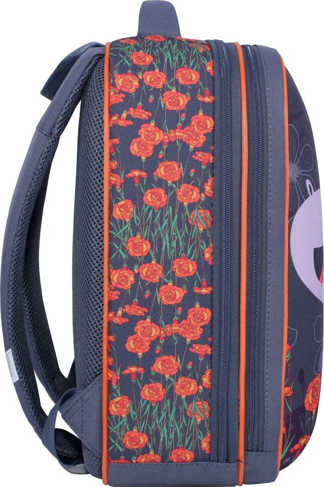 Сірий шкільний рюкзак для дівчаток з текстилю з однорогом Bagland (53839)