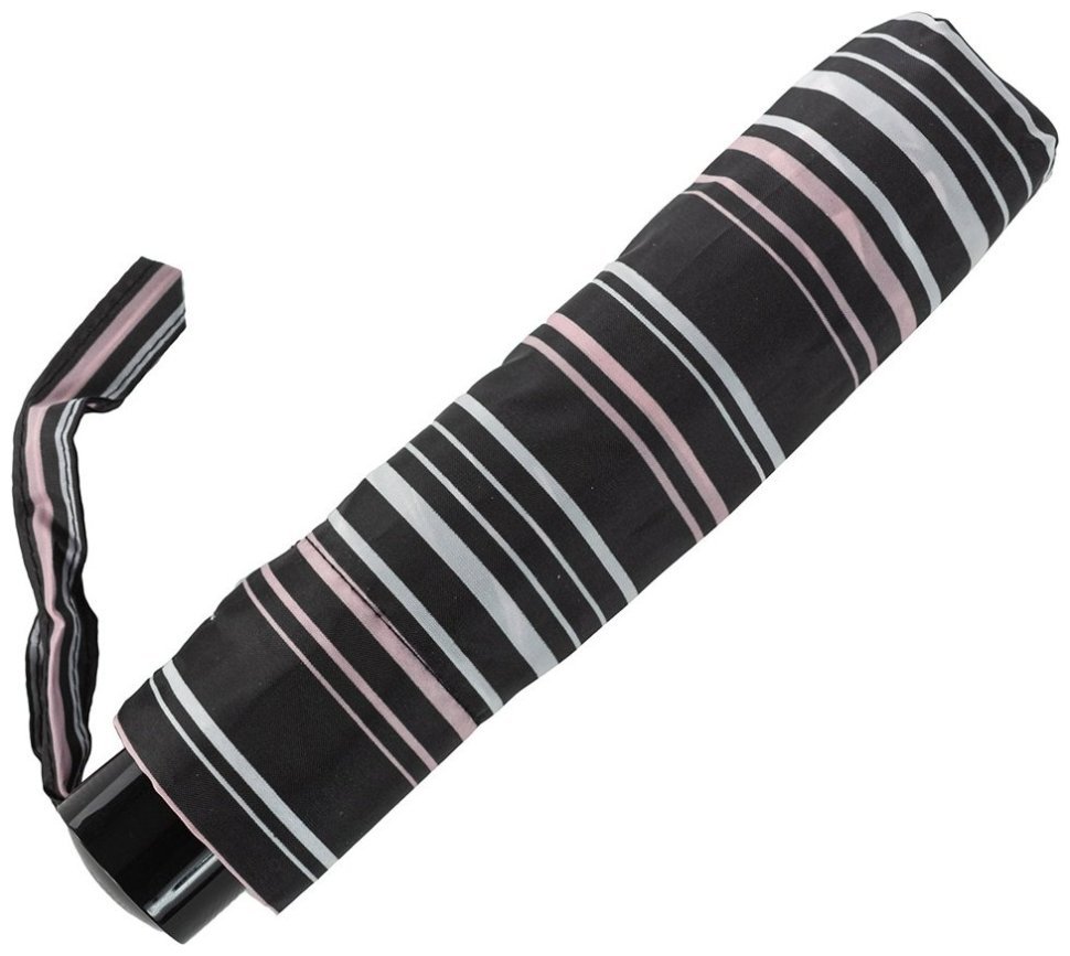 Женский зонт Incognito-4 L412 Pretty Stripe (механика, складной, черный с полосами) 93939 modnotak фото №4