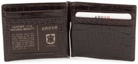 Зажим для купюр коричневого цвета с тиснением KARYA (0460-57)