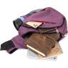 Малинова сумка через плече з текстилю Vintage (20552) - 6