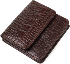 Коричневий жіночий гаманець з натуральної шкіри з тисненням під крокодила Tony Bellucci (2422022)