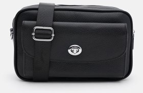 Жіноча сумка на 2 відділення з фактурної шкіри Borsa Leather 104539 (чорна)