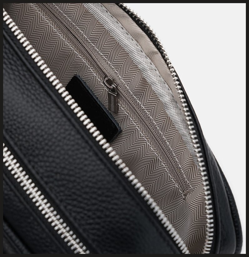 Женская сумка на 2 отделения из фактурной кожи Borsa Leather 104539 (черная) modnotak фото №5