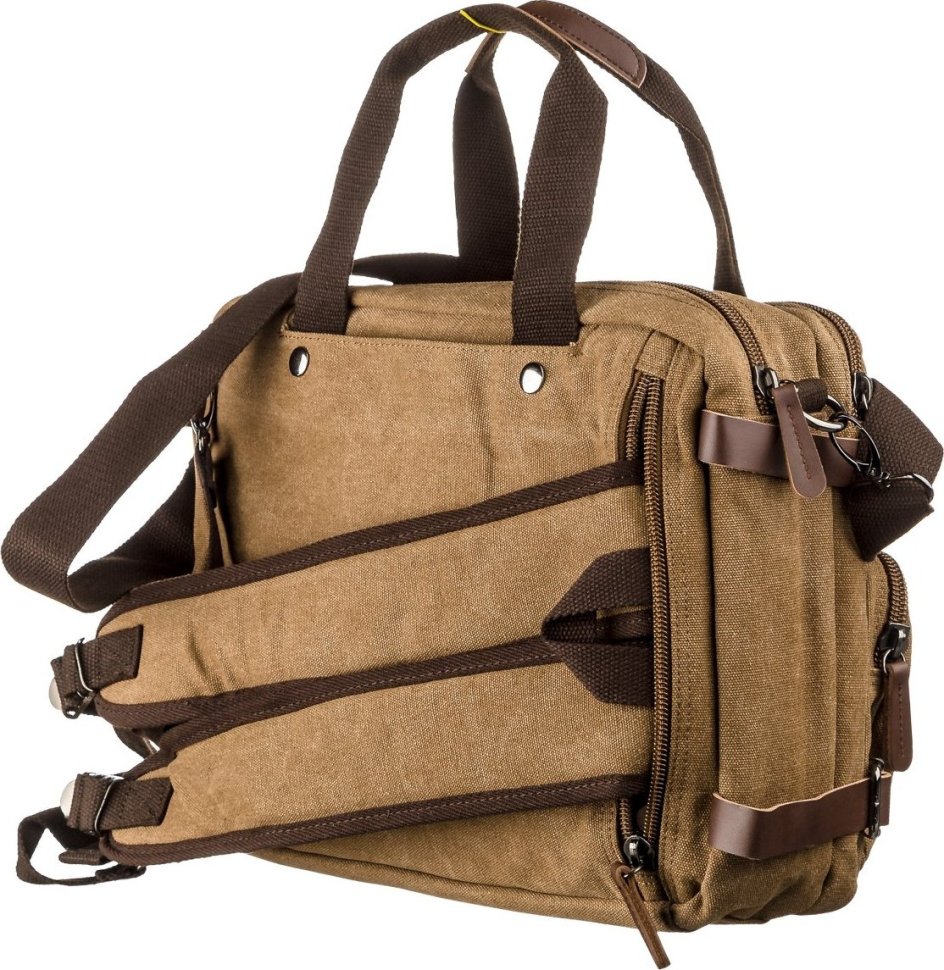 Велика текстильна сумка-трансформер печочного кольору Vintage (20152)
