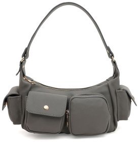 Практичная женская сумка из качественного кожзама серого цвета Monsen 94639