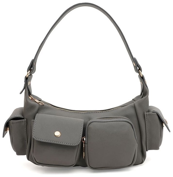 Практичная женская сумка из качественного кожзама серого цвета Monsen 94639 modnotak фото №1