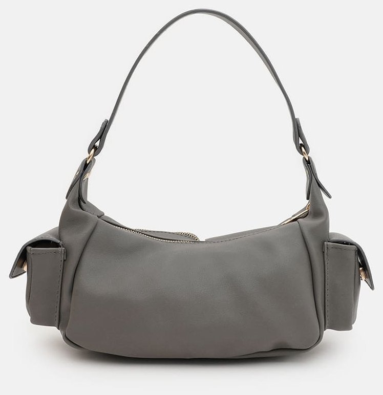 Практичная женская сумка из качественного кожзама серого цвета Monsen 94639 modnotak фото №3